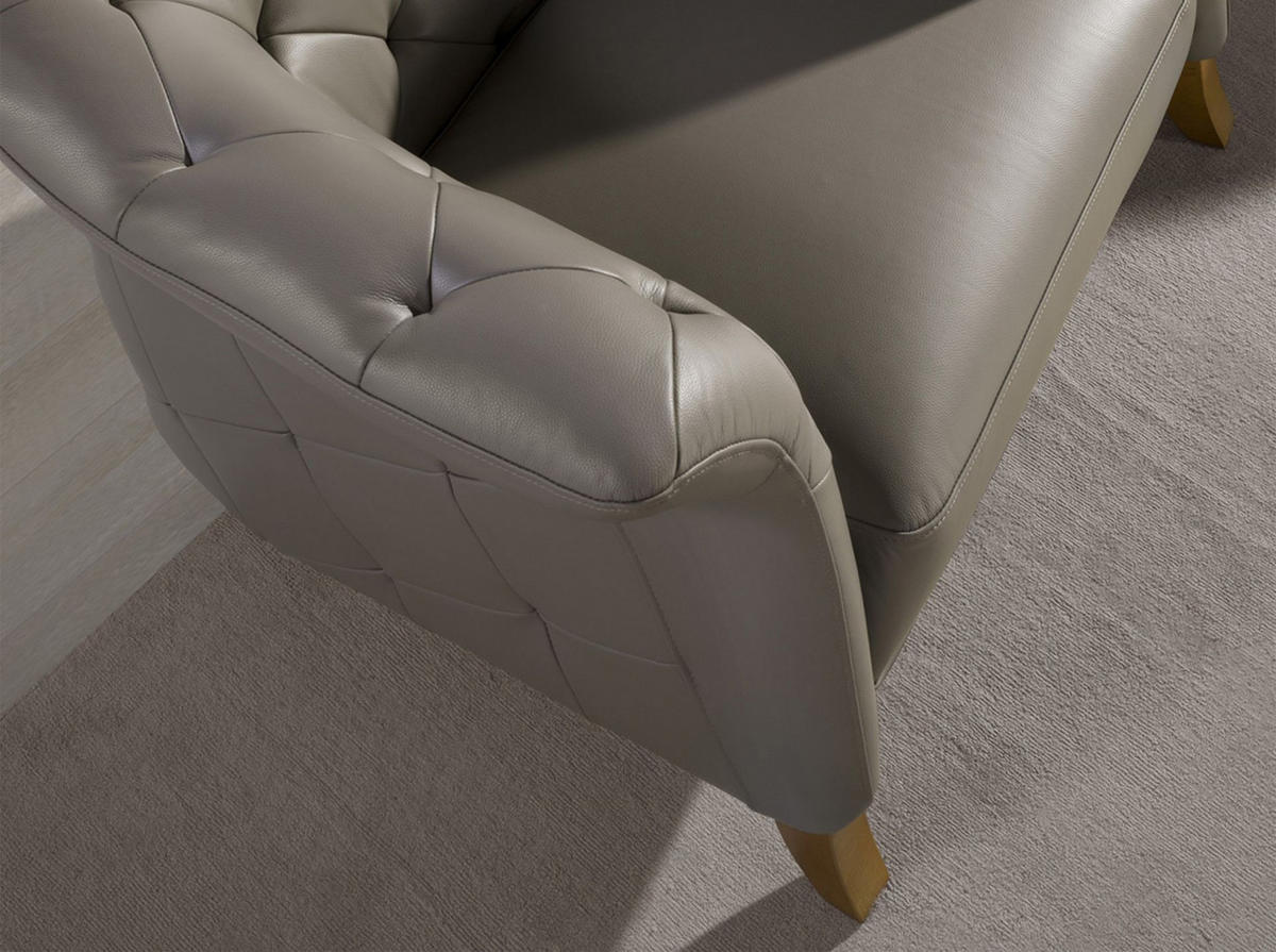 CHESTERFIELD-SESSEL Grauer Ledersessel 112/99/81 cm - Grau/Honig, Leder (112/81/99cm) - ANGEL CERDA