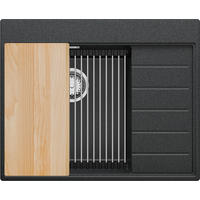 SPÜLBECKEN Sydney, 2-er set Anthrazit 62/50 cm 1 Becken + Ablauf-Set + Küchenzubehörset ab 45er Unterschrank - Chromfarben/Anthrazit, Kunststoff (62/20/50cm) - Primagran