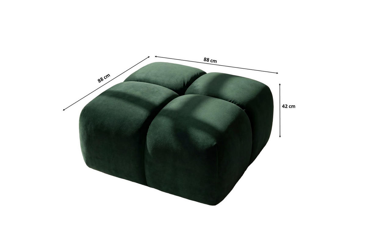 HOCKER, Pouf, Veloursstoff Bluvel, Grün, Averro - Grün, Holz (88/42/88cm) - Kaiser Möbel