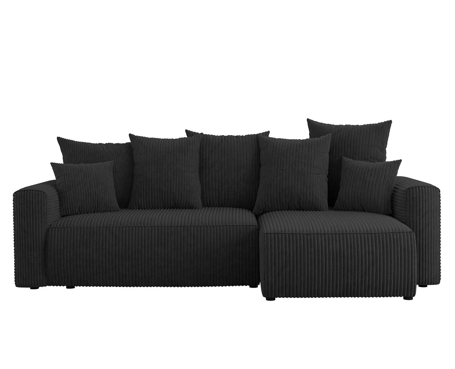 ECKSOFA DAVE L - Schwarz, Holzwerkstoff (238/87cm) - Meblini