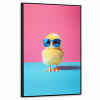 LEINWAND Bilder mit Rahmen - Chick - Sonnenbrille - Blau - 60x90 - Pink, Textil (60/90cm) - MuchoWow