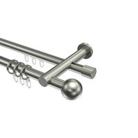 RUNDROHR-INNENLAUF-GARDINENSTANGEN-SET Platon Luino 540 cm (geteilt in 3 x 180 cm), 2-läufig, 20 mm Ø Edelstahl-Optik - Edelstahlfarben, Metall (540cm) - INTERDECO