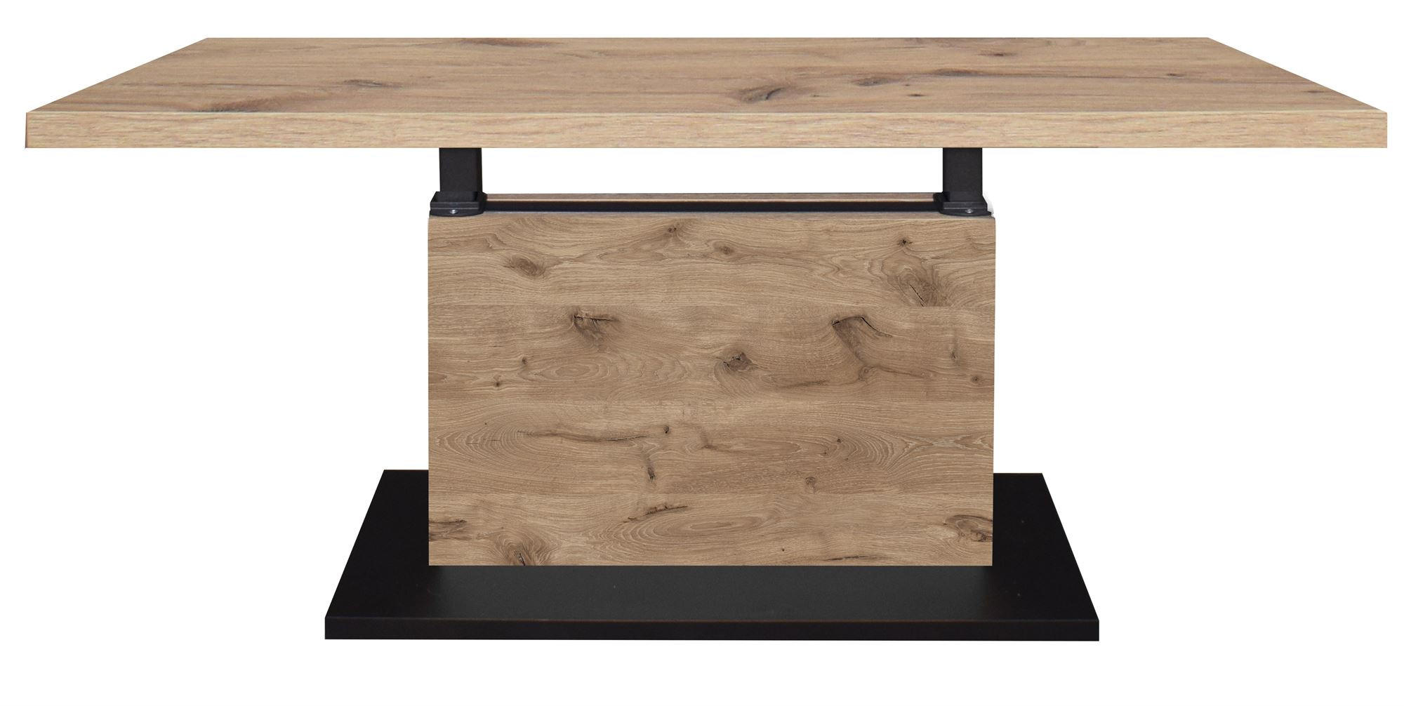 COUCHTISCH Höhenverstellbar Else 4 120x49x70 Holzwerkstoff Viking Oak - Eichefarben/Schwarz, Holzwerkstoff (120/70/49cm) - 58aufmkessel