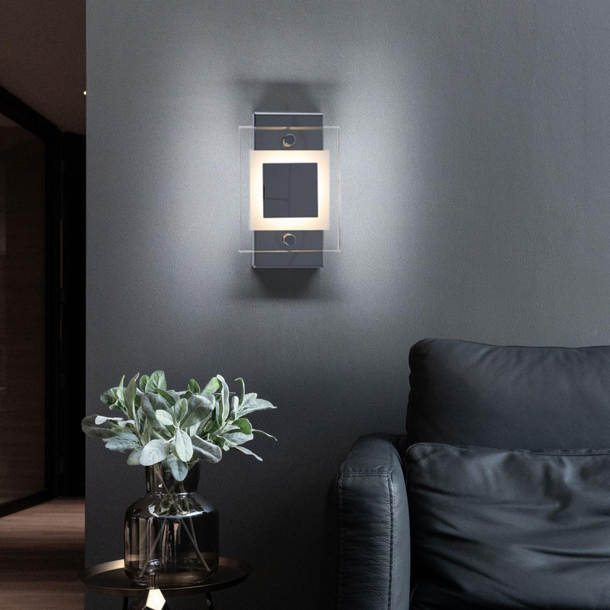 LED WANDLEUCHTE SPLASH Chrom Silber 2er Set - Silberfarben, Glas (10/5/15cm)