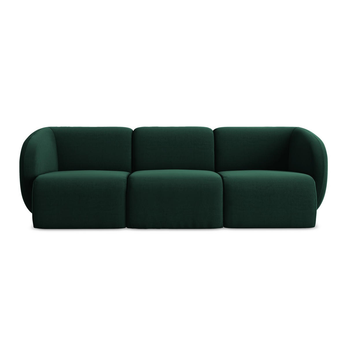 3-SITZER SOFA Samt Stoff Grün - Dunkelgrün/Schwarz, Holzwerkstoff/Kunststoff (244/75/94cm) - LaMiaSofa