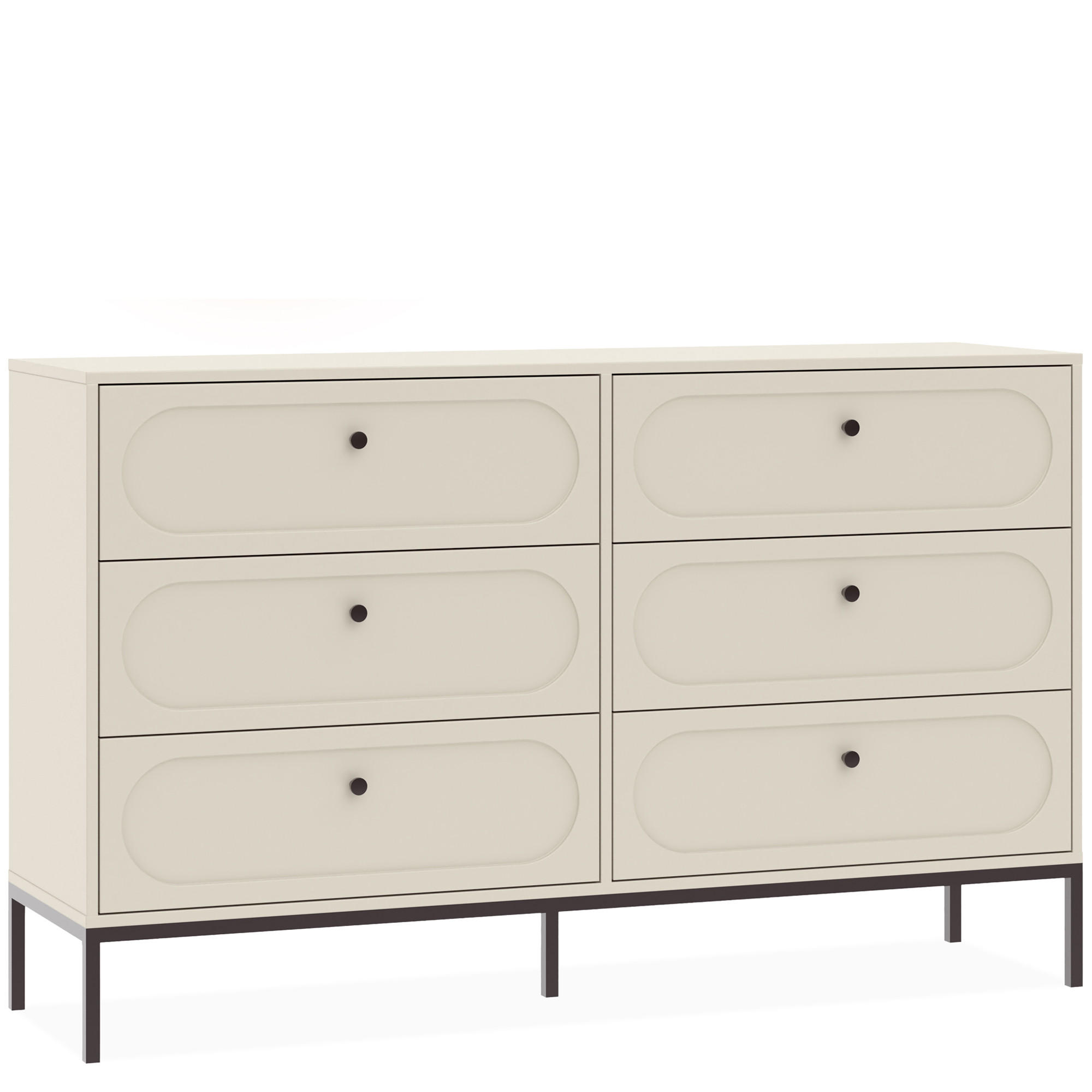 KOMMODE TILA, Cremefarbig - Creme, Holzwerkstoff (150/92/40cm) - KONSIMO®