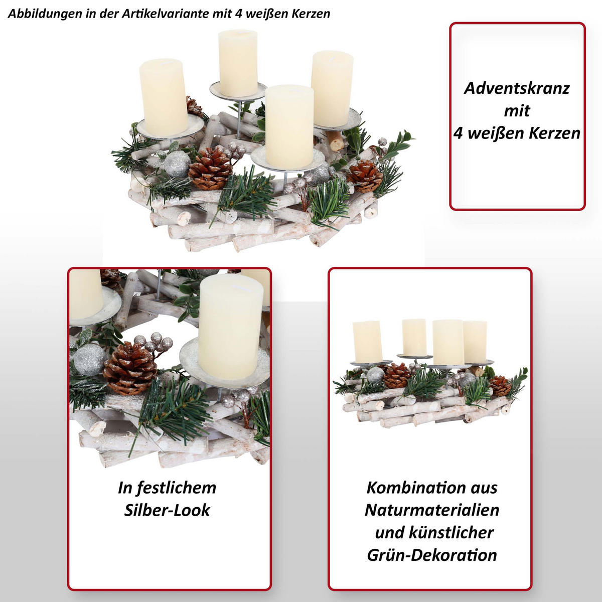 ADVENTSKRANZ OHNE KERZEN Weiß - Weiß, Holz (10cm) - MCW