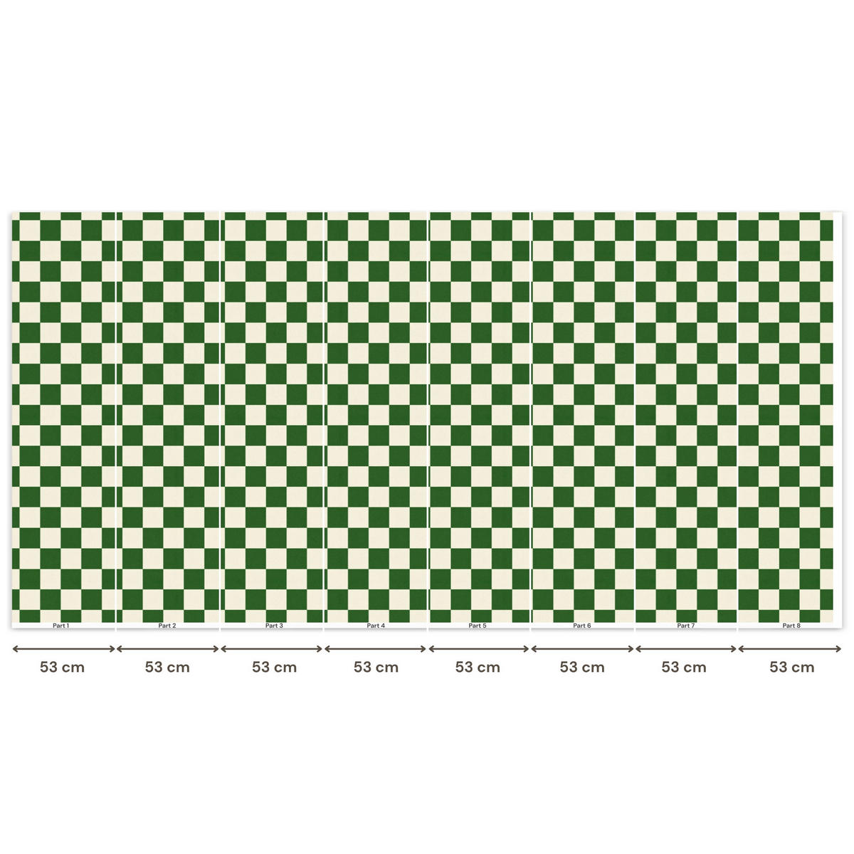 KINDERTAPETE - Schachbrett - Muster - Grün - 450x220 cm - Grün, Papier (450/220cm) - OnlyWow