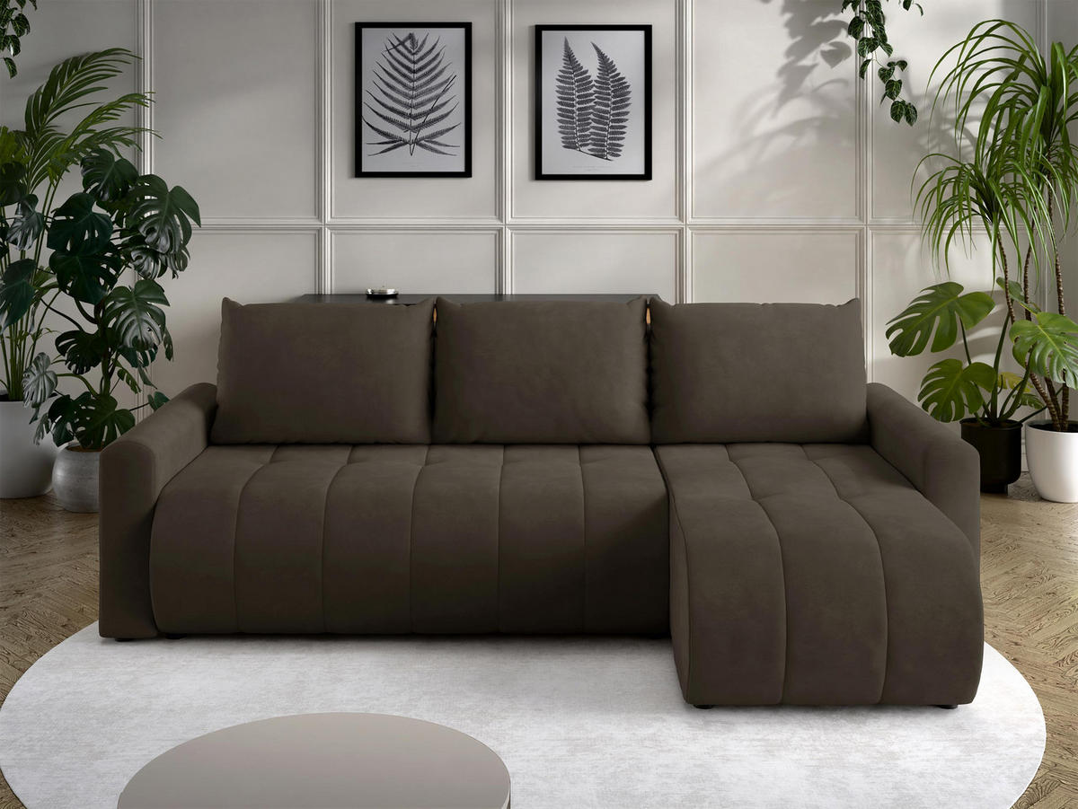 ECKSOFA Sprint - Dunkelbraun/Schwarz, Holz/Kunststoff (230/149cm) - MIRJAN24