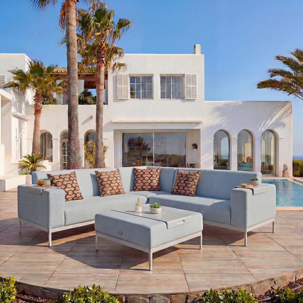 ALU-GARTEN-GARNITUR 11-TEILIG Hellblau - Hellblau, Textil - MCW