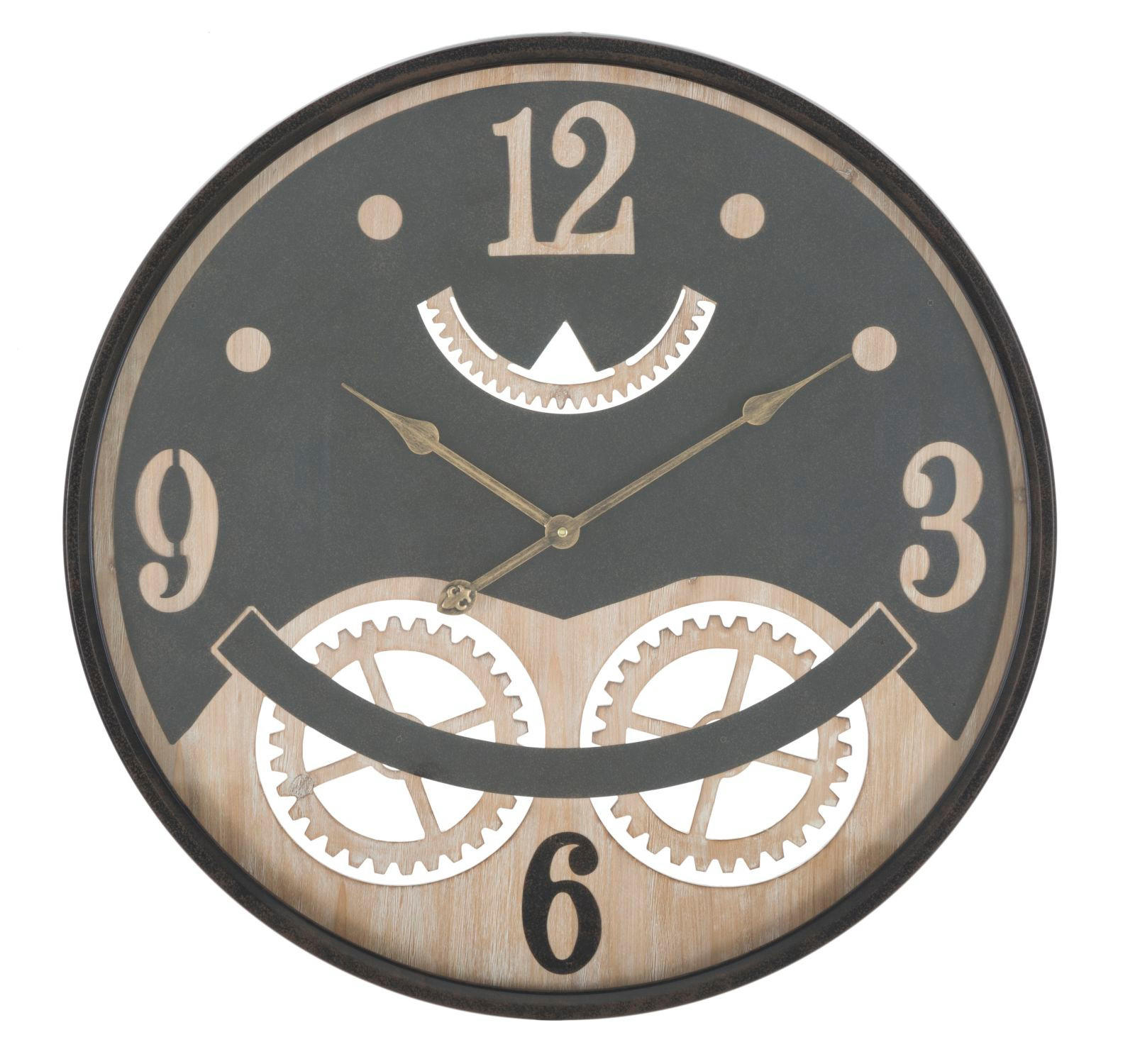 Mauro Ferretti Wanduhr Schwarz, Braun 67x67x6.5 cm