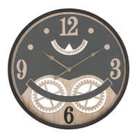 WANDUHR Xxx, schwarz und braun, Eisen, MDF und Glas, 67 x 6,5 x 67 cm - Schwarz/Braun, Glas/Holzwerkstoff (67/67/6.5cm) - Mauro Ferretti