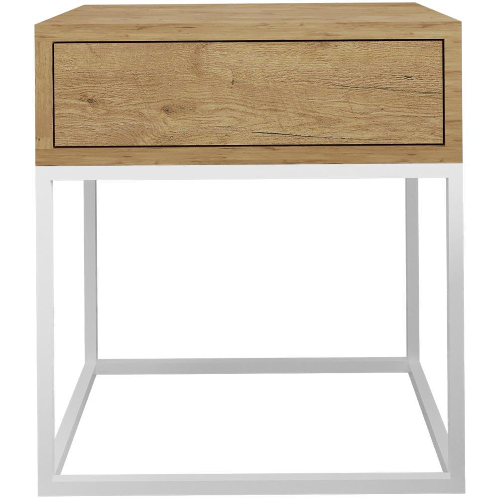 NACHTSCHRANK Kay 45/50/35 eiche Wotan - Eiche Wotan/Weiß, Holzwerkstoff/Metall (45/50/35cm) - Beautysofa