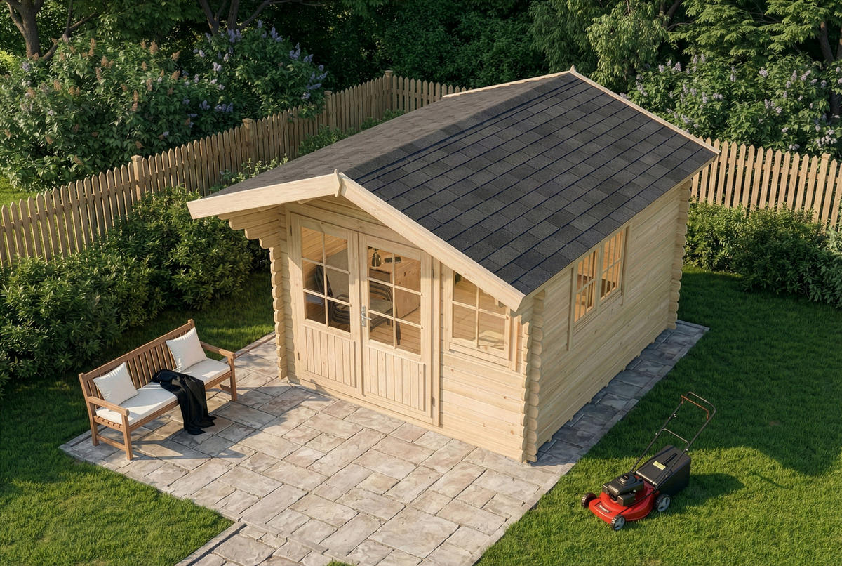 GARTENHAUS Holz Manuel - Naturfarben, Holz (338/250/467cm) - Alpholz