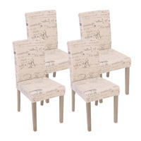 ESSZIMMERSTUHL 4er-Set klassisch und zeitlos 90x43x56cm Sitzhöhe 45cmTextil mit Schriftzug Beine Struktur - Eiche Creme - Beige, Textil (43/90/56cm) - CHEFGASTRO