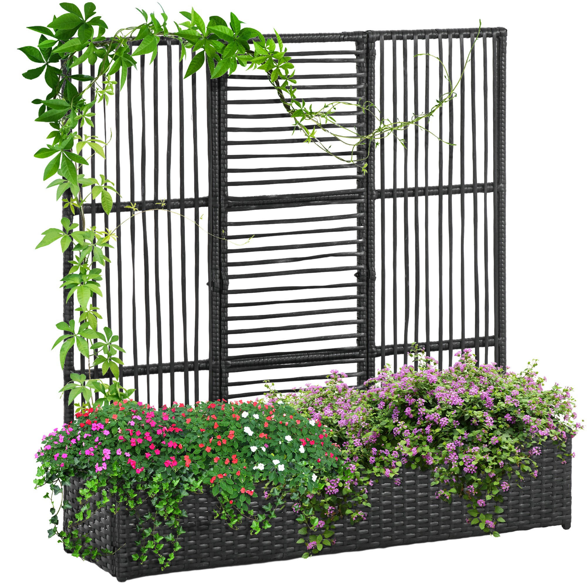 POLYRATTAN Hochbee, Schwarz - Schwarz, Metall (103/29/103cm) - Outsunny