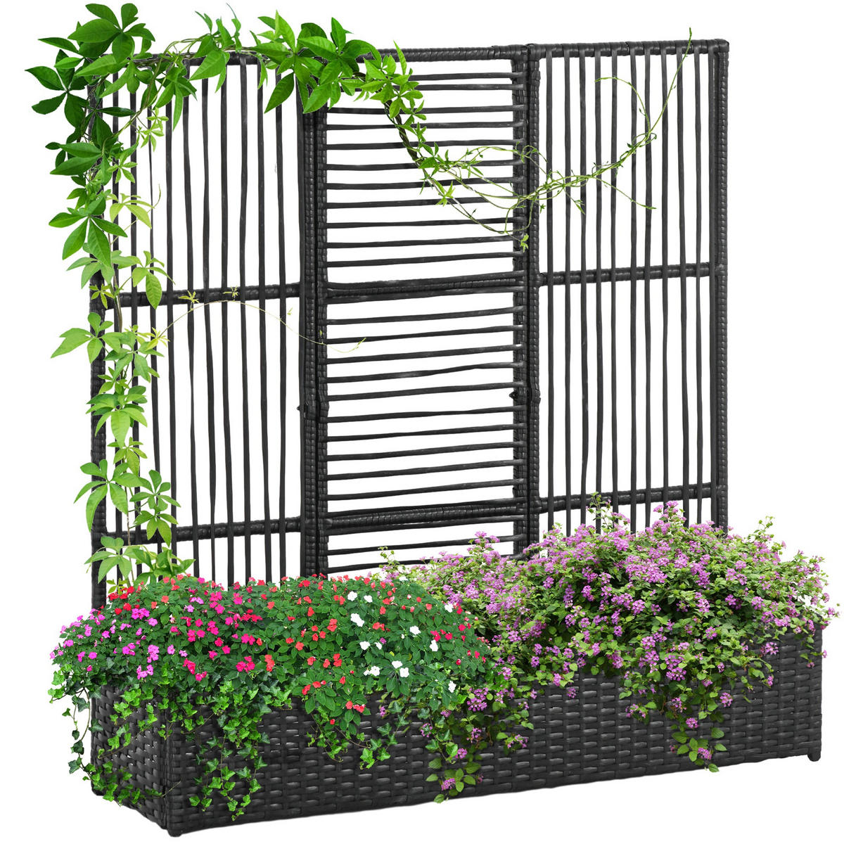 POLYRATTAN Hochbee, Schwarz - Schwarz, Metall (103/29/103cm) - Outsunny