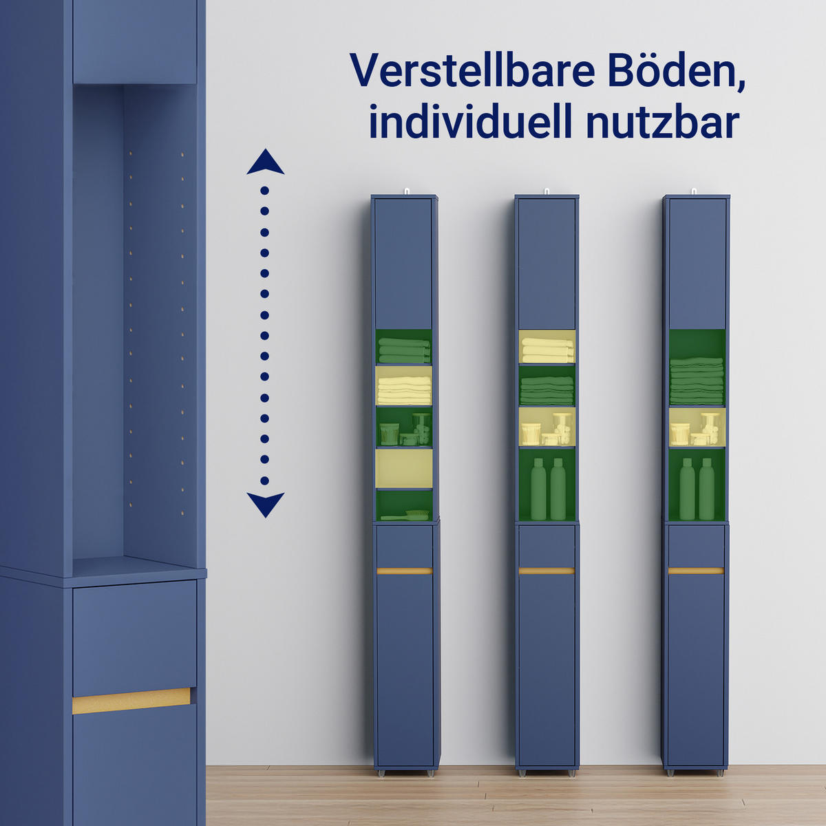 HOCHSCHRANK schmal Blau - Blau, Holzwerkstoff (20/180/20cm) - SoBuy