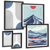 BILDER SET 5er Set - 50x50 cm & 20x30 cm & 40x60 cm Schwarzer Rahmen - Zitronenbäume im Topf - Schwarz, Kunststoff (40/60cm) - TULUP