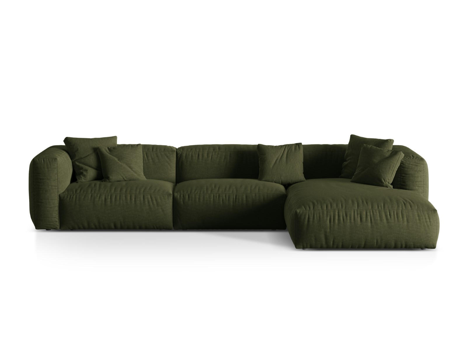 ECKSOFA modular rechts Martina aus strukturiertem Stoff grün 3 Sitzplätze - Grün, Textil (176/332cm) - Micadoni