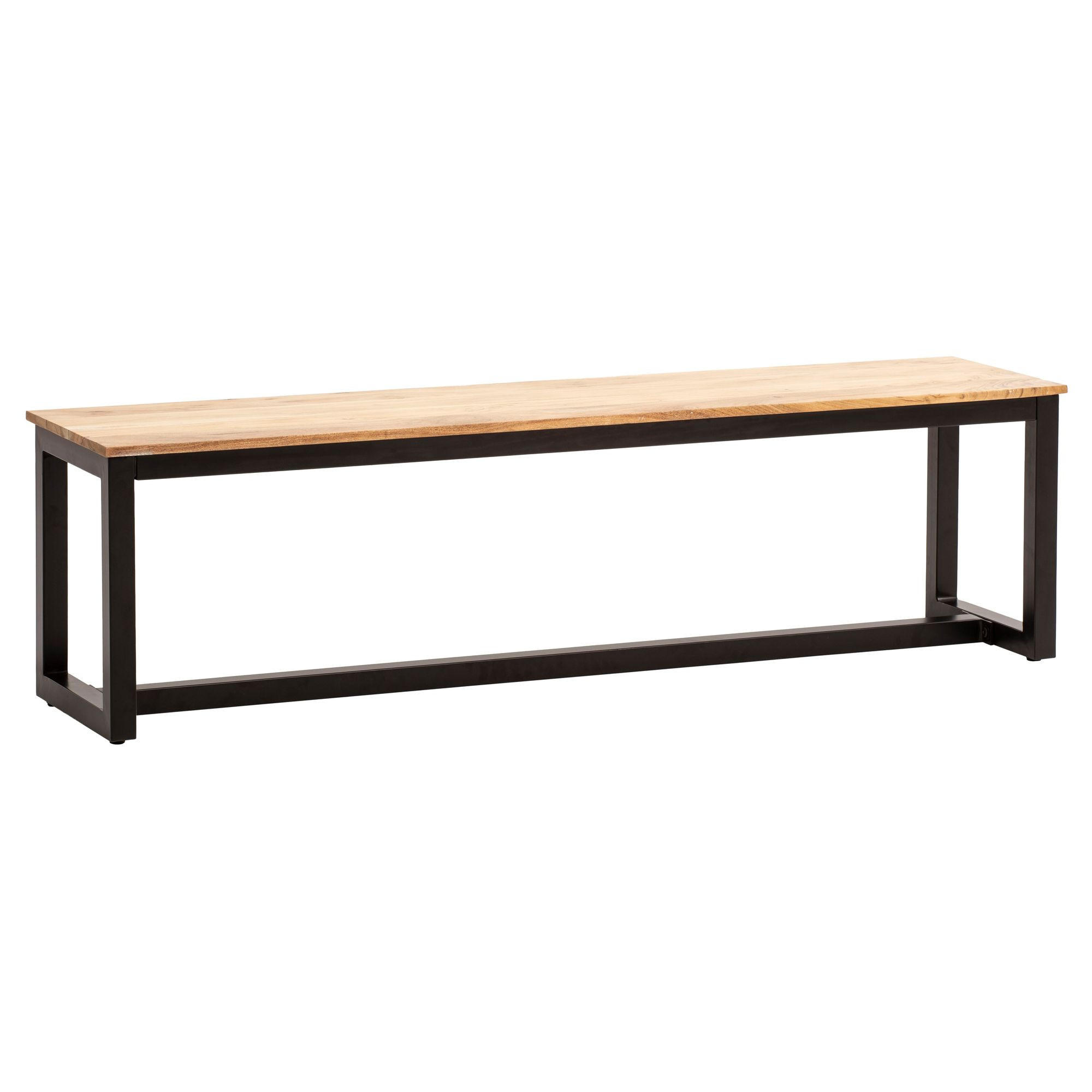 ESSZIMMERBANK Massivholz Metall Loft-Stil ohne Lehne, Akazie 120x40x45 cm - Schwarz/Braun, Holz/Metall (120/45/40cm) - KADIMA DESIGN