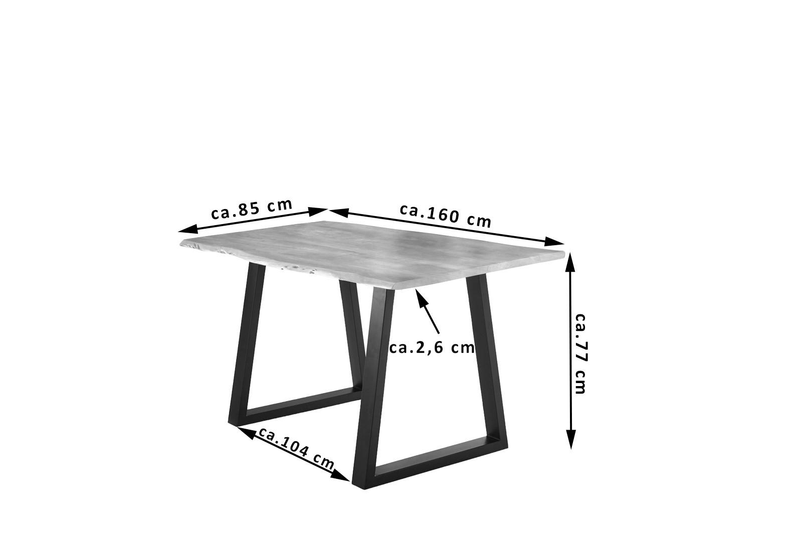 ESSTISCH LUBIN - Beige/Schwarz, Holz/Metall (85/160/77cm) - SAM