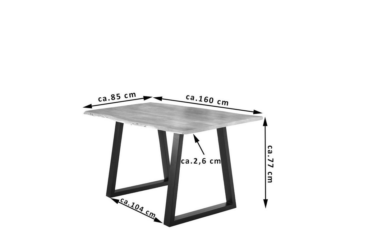 ESSTISCH LUBIN - Beige/Schwarz, Holz/Metall (85/160/77cm) - SAM