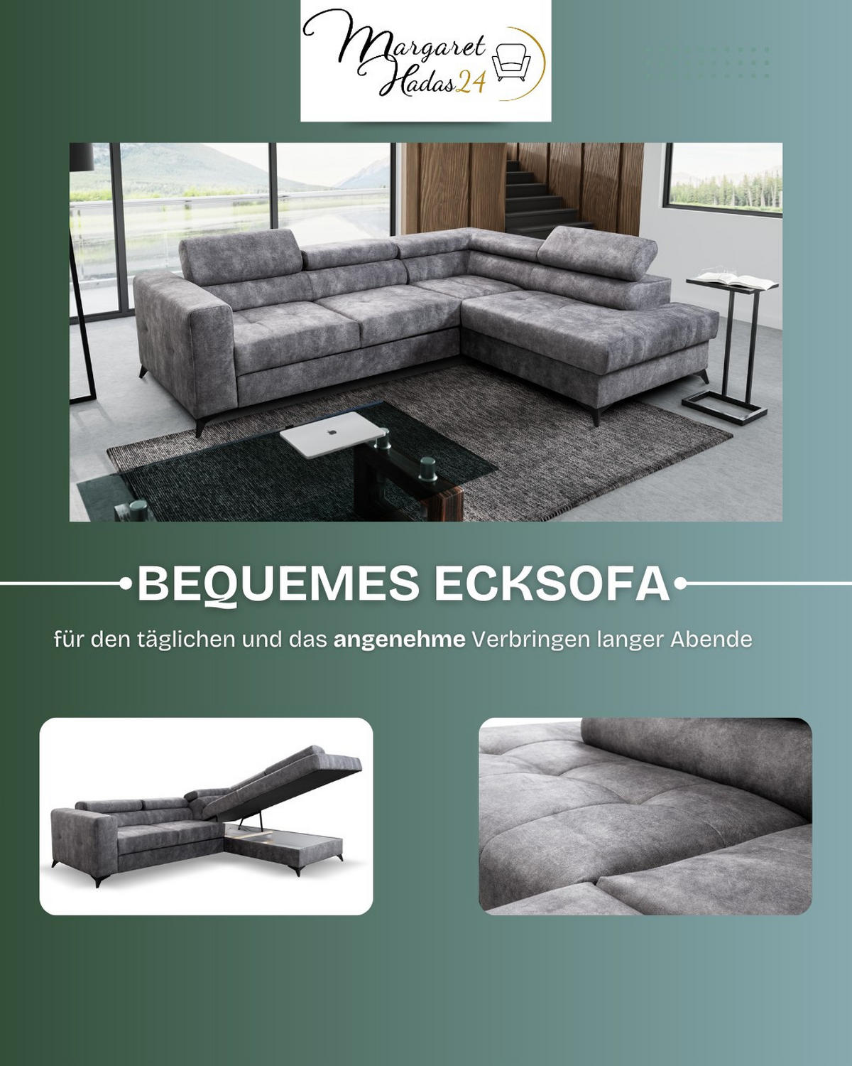 ECKSOFA Palermo L-Form mit Schlaffunktion Bettkasten 267 cm Wohnzimmer links braun - Braun, Kunststoff (106/267cm) - Margaret Hadas24