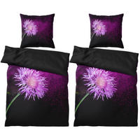 BETTWÄSCHE 4-teilig Purple Dust - Schwarz, Naturmaterialien (135/200cm) - Sanilo