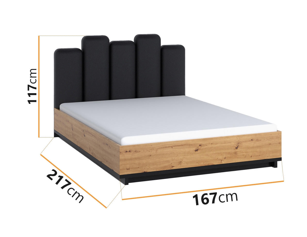 DOPPELBETT Zonda 160x200 cm mit Bettkasten und Latenrost - Schwarz/Eiche Artisan, Holzwerkstoff/Kunststoff (160/200cm) - Ravio
