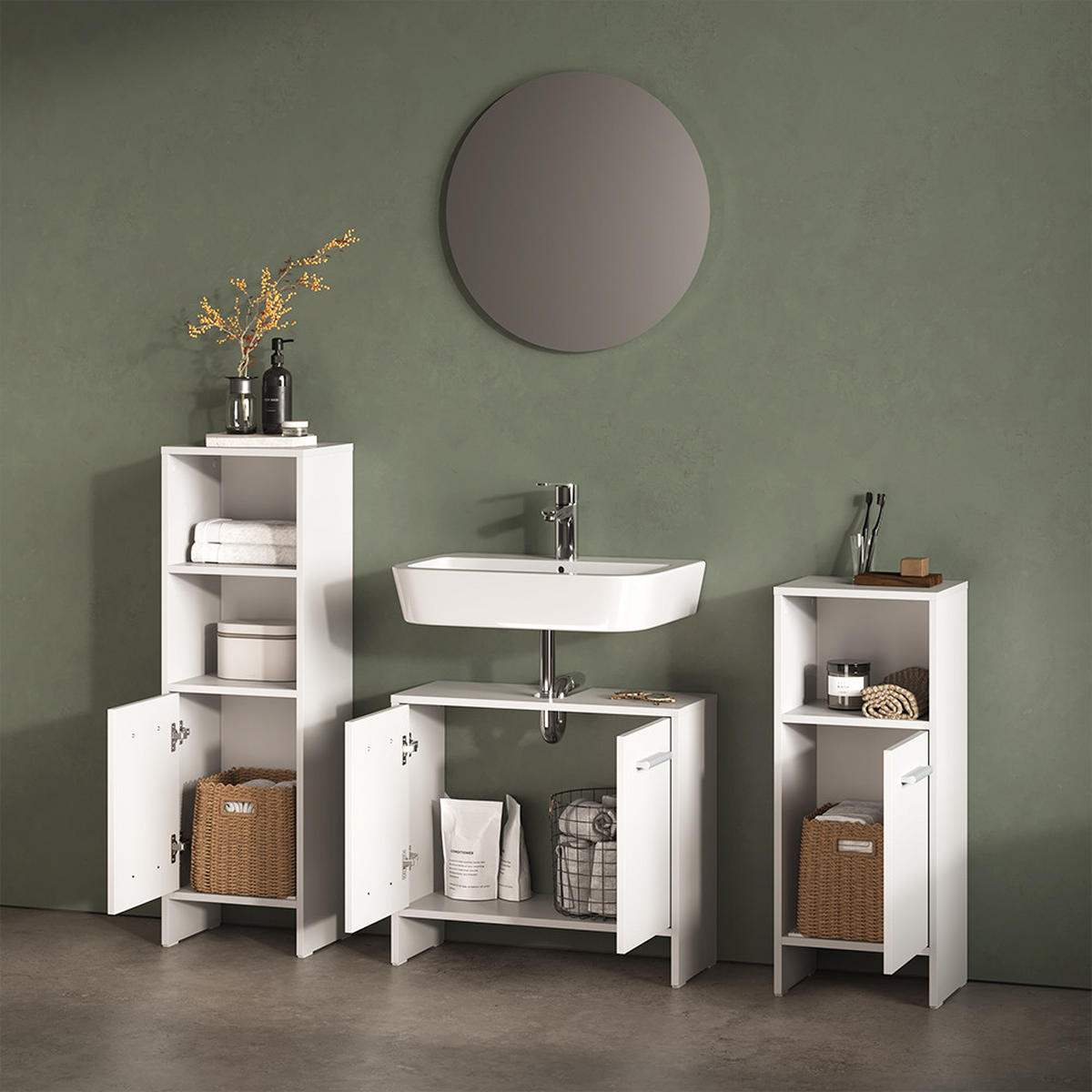 BADMÖBEL-SET Amalfi Weiß 2 Teile - Weiß, Holzwerkstoff (33.8/108.2/26.3cm) - Livinity®