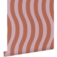 TAPETE wellenförmige Streifen 50 x 900 cm - Terracotta, Papier (50/900cm) - ESTAhome