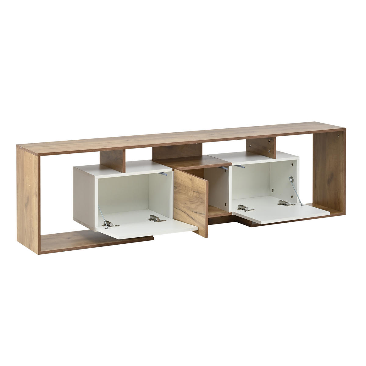 TV-SCHRANK 180cm Klapptüren Drehtür Natur Weiß Lowboard - Multicolor, Holzwerkstoff (180/49/30cm) - FLIEKS