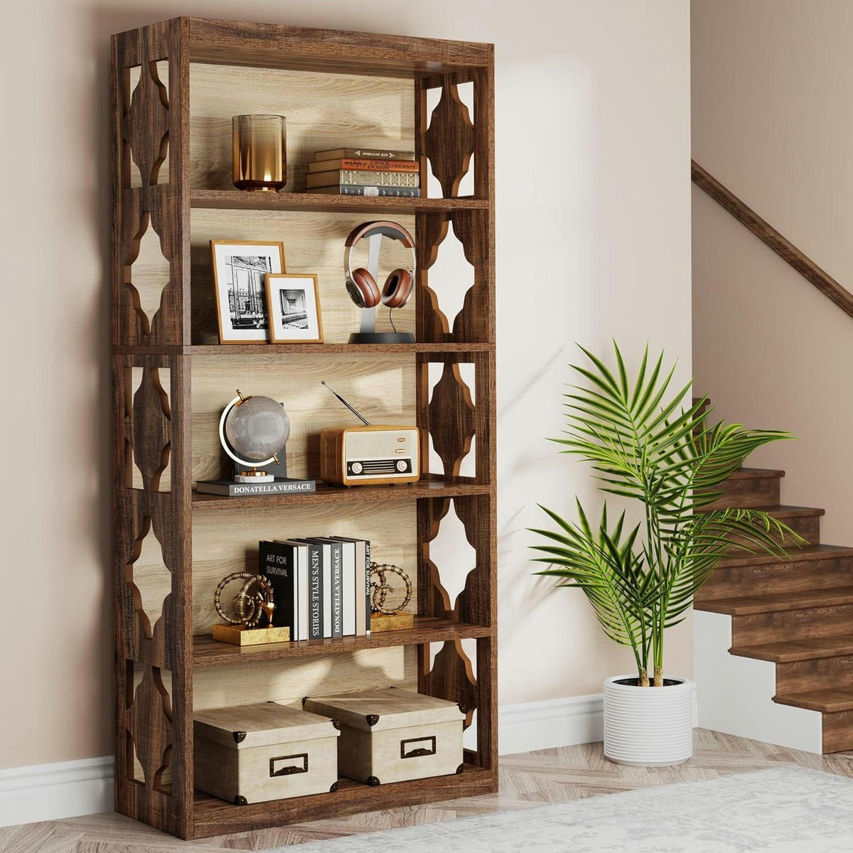 BÜCHERREGAL 6 Ebenen 178 cm Vintage Walnuss - Braun, Holzwerkstoff (80/179/30cm)