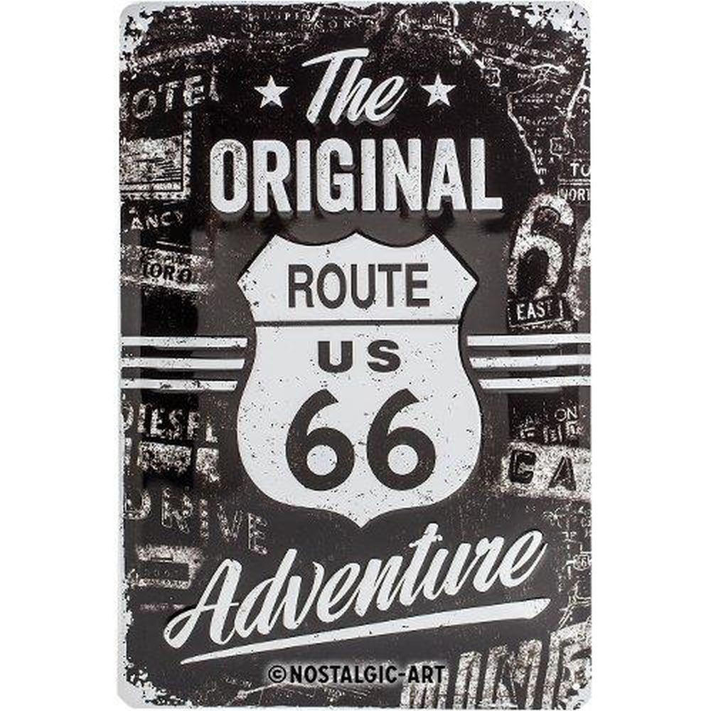 BLECHSCHILD 20/30 cm Highway 66 The Original Adventure - Multicolor, Metall (20/30/0.2cm) - Nostalgic-Art