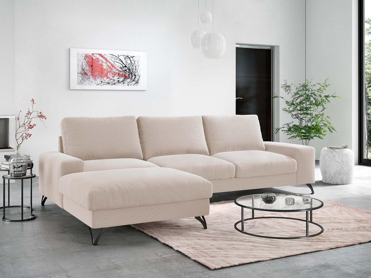 ECKSOFA Flavio, Seite: Links - L1F+L2F+R4 - Schwarz/Naturfarben, Holz/Textil (300/179cm) - MIRJAN24