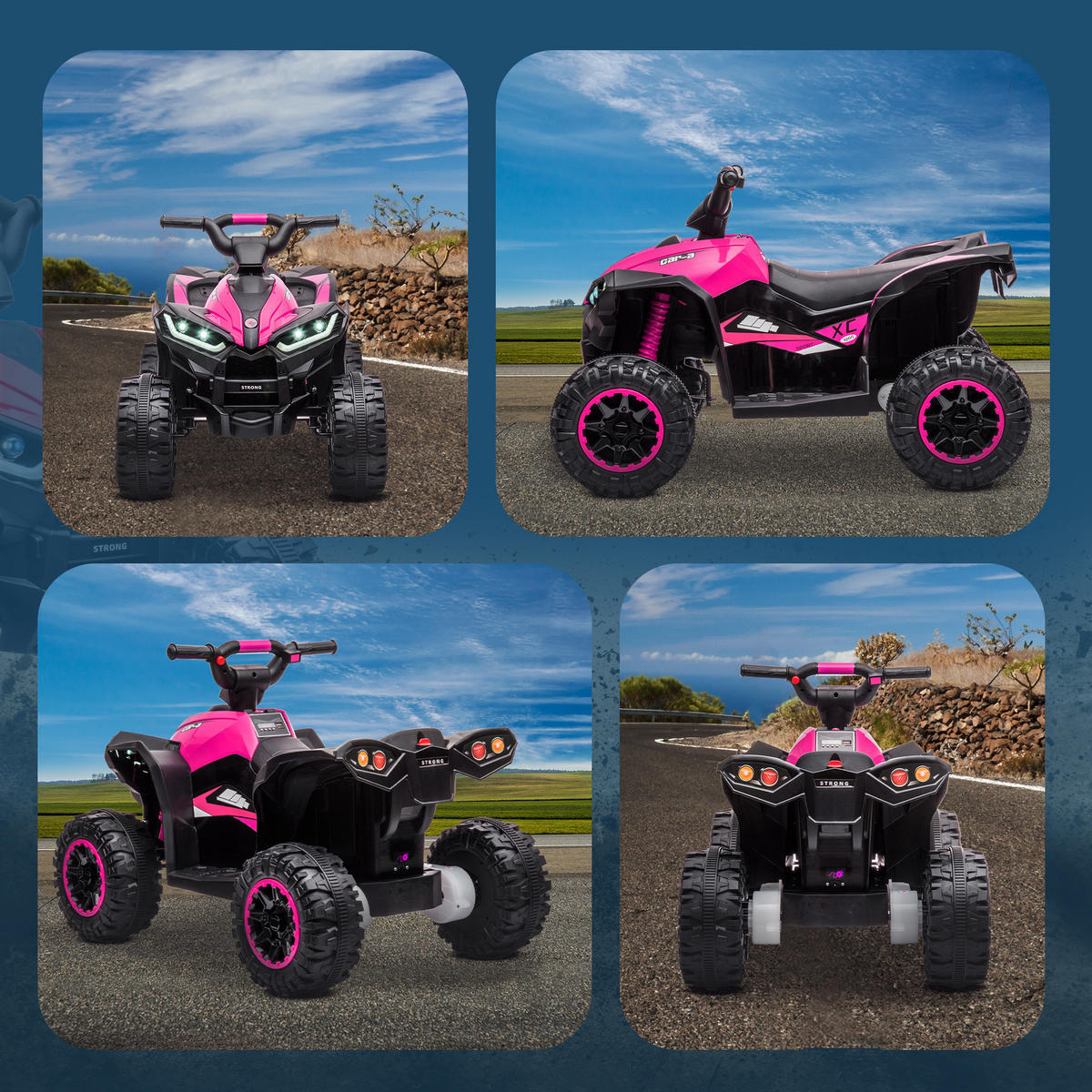 KINDERAUTO DE-06254 mit Licht/Musik und einstellbarer Geschwindigkeit Rosa/Schwarz - Pink/Schwarz, Kunststoff/Metall (83/53/55.5cm) - ComfortXL
