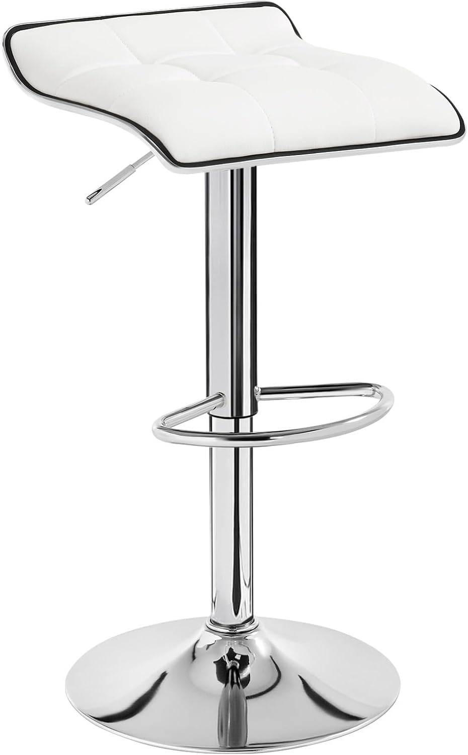 BARHOCKER, Hocker höhenverstellbar, aus PU-Kunstleder Metall - Weiß, Metall (39/83/39cm) - Woltu