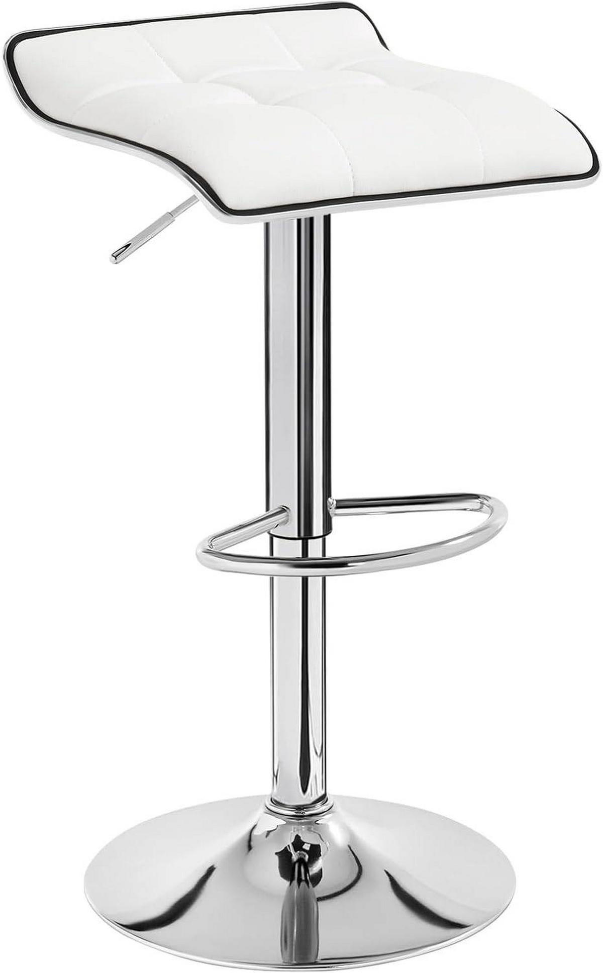 BARHOCKER, Hocker höhenverstellbar, aus PU-Kunstleder Metall - Weiß, Metall (39/83/39cm) - Woltu