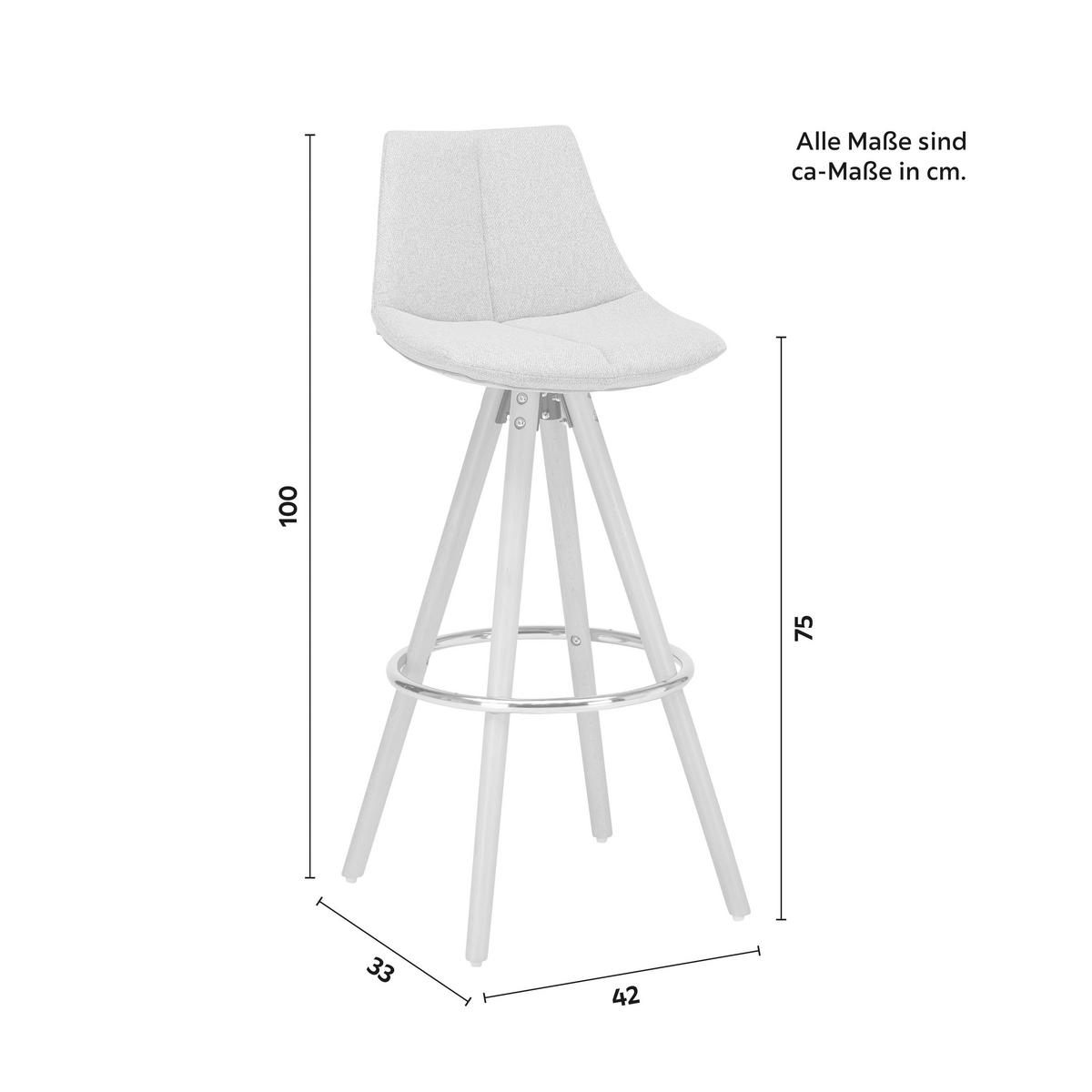 BARHOCKER Nelo Grau Webstoff Gepolstert - Grau, Holz (42/100/33cm) - Bessagi Home