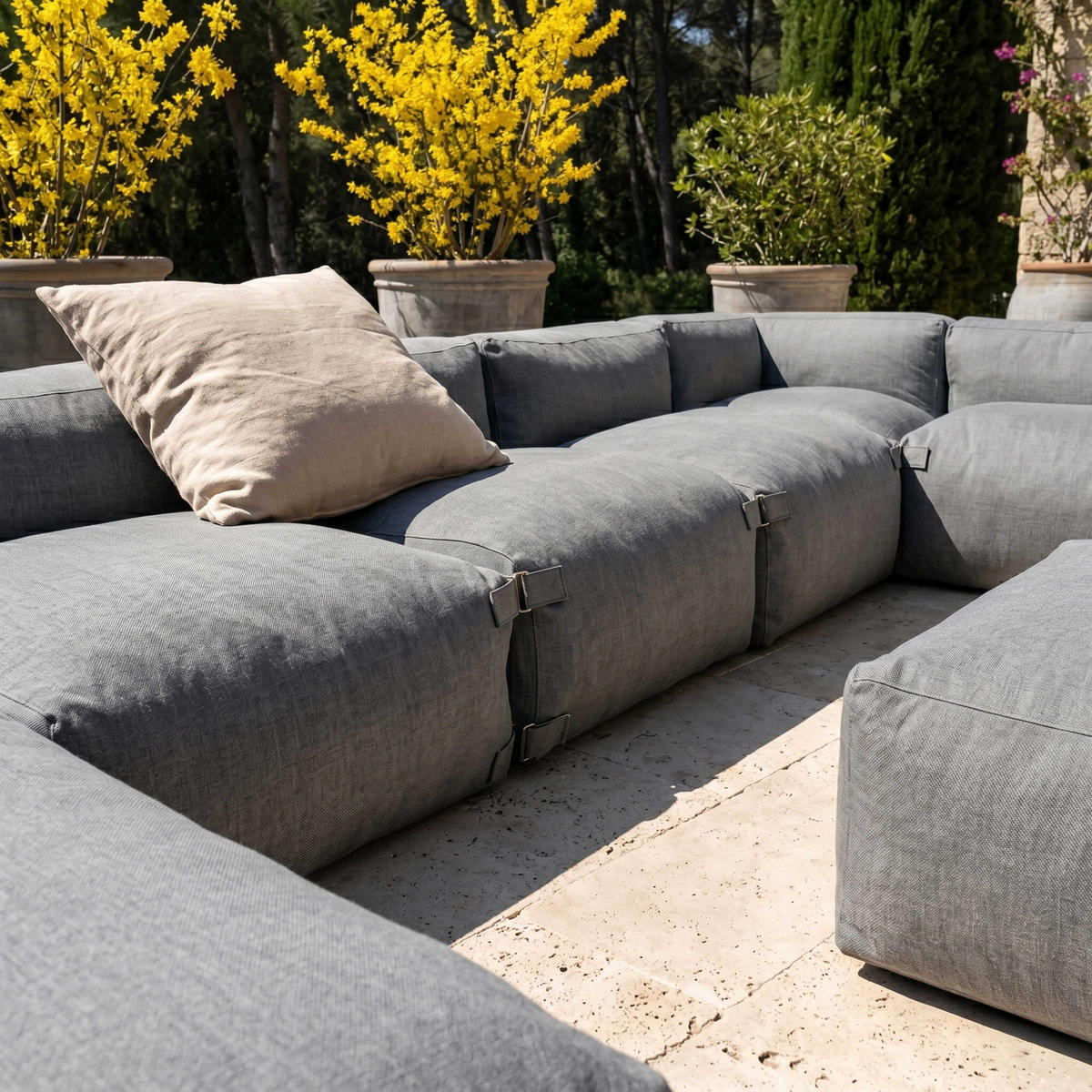 GARTENSOFA 8-tlg., Grau - Grau, Textil - Oviala