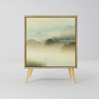 SIDEBOARD MORNING BY THE LAKE, Eichefarben, 57,5x42x75,5 cm, Goldfarbene Metallfüße - Eichefarben/Goldfarben, Holzwerkstoff/Metall (57.5/75.5/42cm) - SpaceRebels