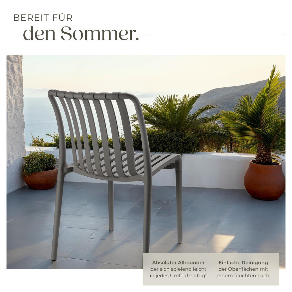 GARTENSTÜHLE Alcudia,47 x 58 x 80,5 cm, Belastbarkeit 110 kg,anthrazit - Anthrazit, Textil (47/80.5/58cm) - tectake