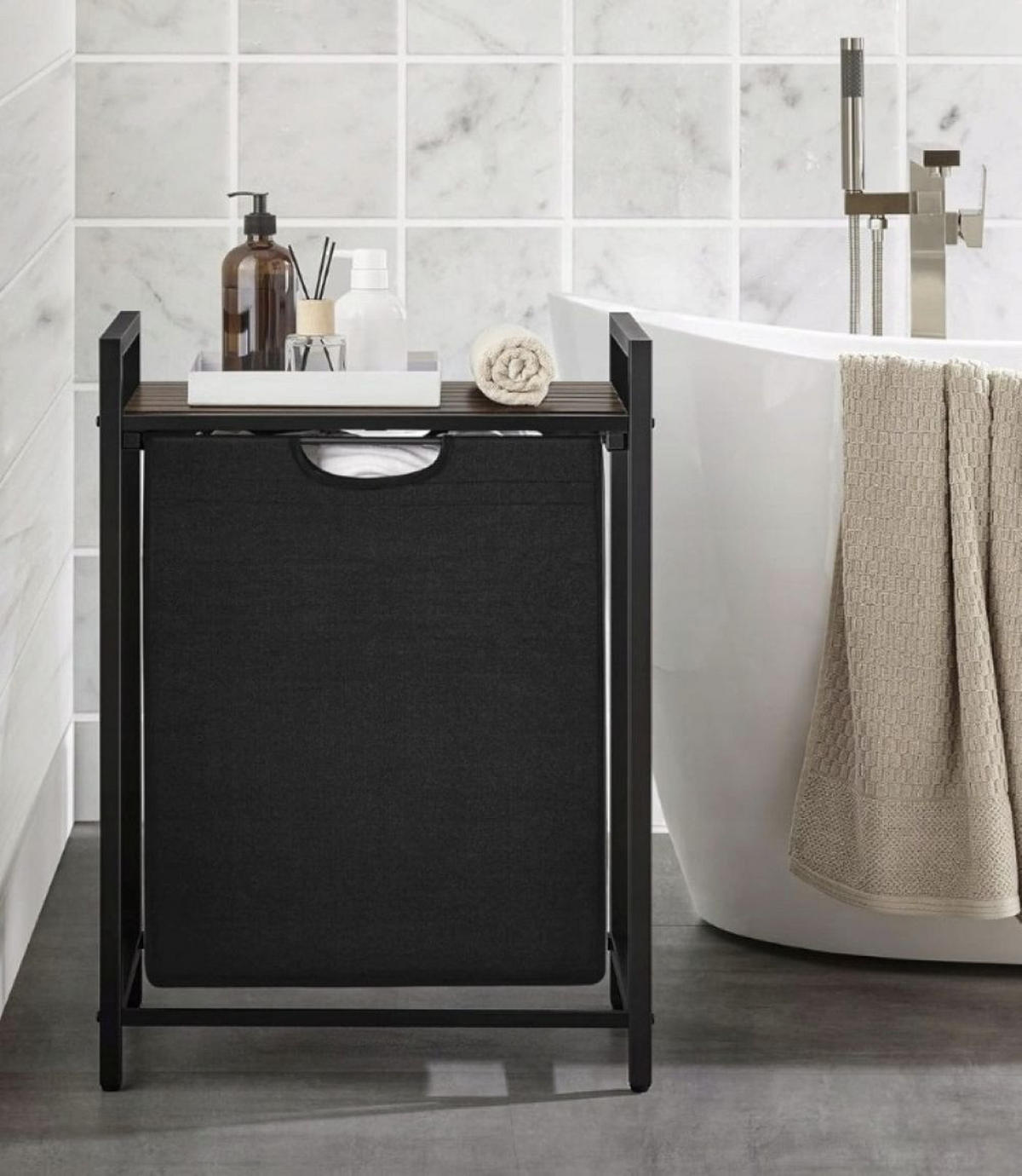 WÄSCHEKORB, schwarz 50x33x72 cm - Schwarz, Holzwerkstoff (50/72/33cm)