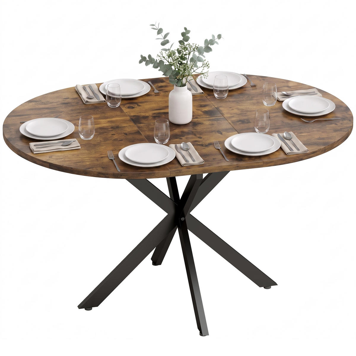 ESSTISCH Braun ausziehbar 135/100/75 cm - Braun, Metall (135/100/75cm) - PANGIVO