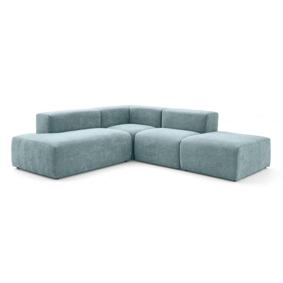 4-SITZER modulares Ecksofa HEAVEN SET 3 Links, Breite 270 cm Webstoff Blaugrau - Blaugrau/Schwarz, Holz/Kunststoff (245/270cm) - Muffo