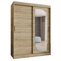 SCHWEBETÜRENSCHRANK 200/150/62 2-türig - Silberfarben/Sonoma Eiche, Holz (150/200/62cm) - MÖBEL KRYSPOL