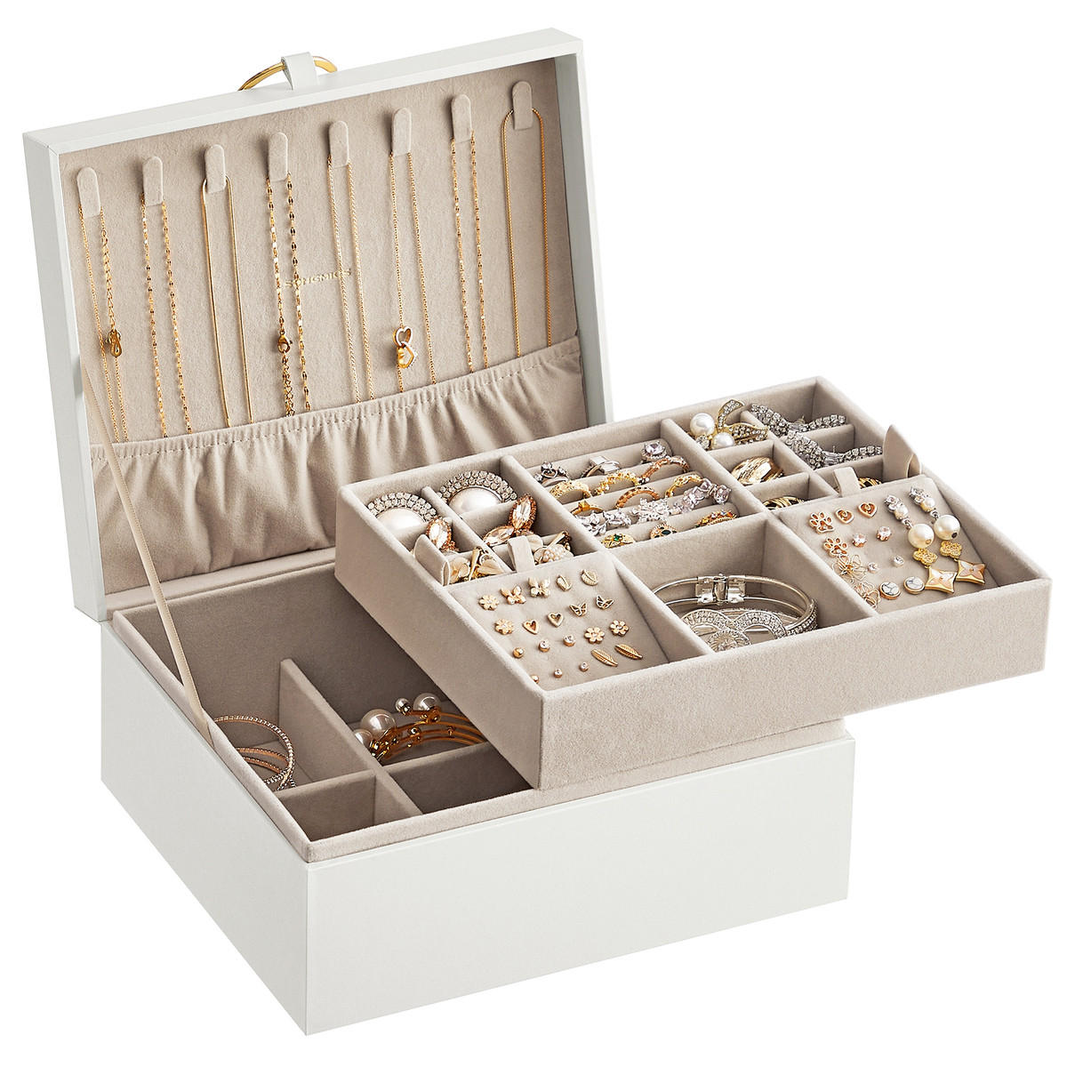 SCHMUCKKÄSTCHEN Weiß - H15,5 cm - Weiß, Holzwerkstoff (22/15.5/25.5cm) - Calicosy