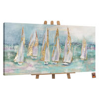 GEMÄLDE Segelboote auf Keilrahmen 140x70 cm - Türkis, Holz (140/70cm) - YS-art gallery