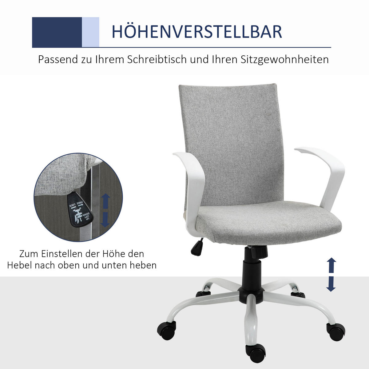 BÜROSTUHL, Schaumstoff, Nylon, Grau - Grau, Kunststoff (61/99/61cm) - Vinsetto